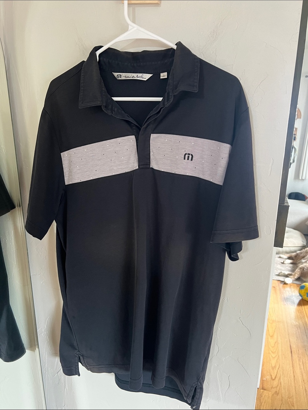 Travis Mathew Men's Black Polo with Script Logo